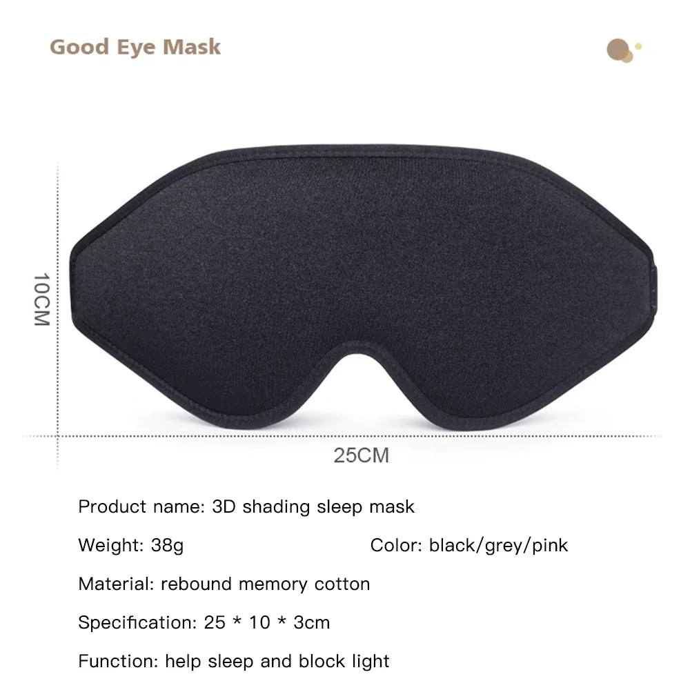 3D Sleep Mask Travel Nap High Quality Portable Rest Soft Memory Foam Blindfold Padded Eye Cover Adult Night Sleeping Eyepatch
